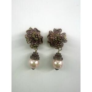Heidi Daus Early Blooms Pearl Crystal Necklace and Clip on Earrings Pink